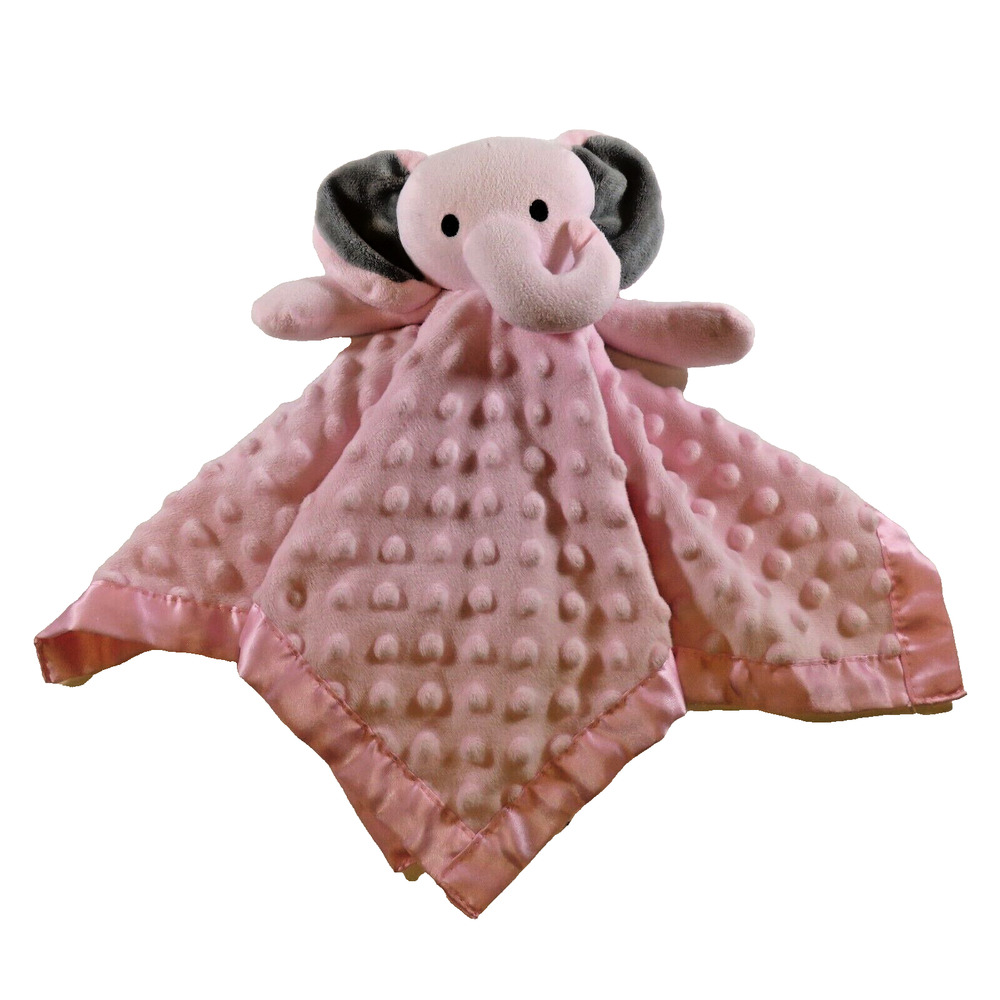 Just Born Pink Elephant Baby Plush Security Blanket Lovey Gray Ears Silky